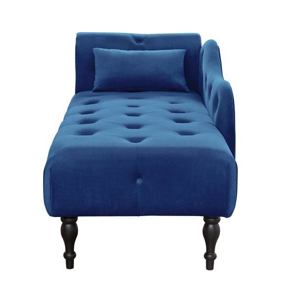 English Elm Aijia Velvet Chaise Lounge with Tufted Buttons, Nailhead Trim & Solid Wood Legs for Comfort Blue W111740809