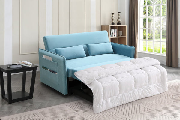 English Elm Mega Velvet Convertible Sleeper Chair Adjustable Lounge Sofa Bed with Storage Pockets W97543708