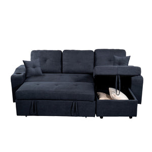 English Elm Mega Convertible Sectional Sleeper Sofa with Storage Armrest and Reversible Chaise Gray W975S00006