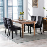 English Elm Upholstered Wing-Back Dining Chair With Backstitching Nailhead Trim and Solid Wood Legs,Set Of 2, Black,Sw8809Bk, Kd