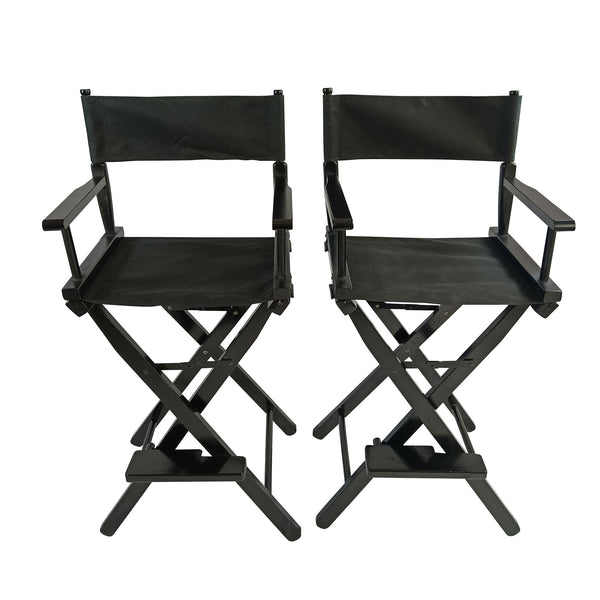 English Elm Casual Populus Director's Chair Set (2) Black Canvas Folding Solid Wood Frame, Breathable, 176lbs Capacity W49532121