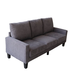 English Elm Modern Dark Grey Fabric Sofa with Storage, 3-Seater 75"L, Solid Wood Frame, Removable Covers W1097S00007