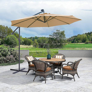 English Elm 10 Ft Cantilever Outdoor Patio Umbrella with 32 Solar Led Lights Upf 50 Steel Frame W41917531