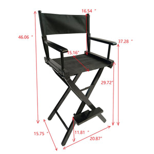English Elm Casual Populus Director's Chair Set (2) Black Canvas Folding Solid Wood Frame, Breathable, 176lbs Capacity W49532121