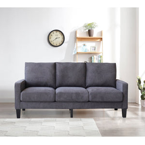 English Elm Modern Dark Grey Fabric Sofa with Storage, 3-Seater 75"L, Solid Wood Frame, Removable Covers W1097S00007