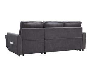 English Elm Mgea Modular Linen Sectional Sleeper Sofa with Storage Chaise for Small Spaces W975S00008