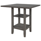 Hearth and Haven Perry 5 Piece Dining Table Set with Padded Chairs and Storage Shelving, Grey