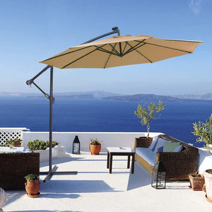 English Elm 10 Ft Cantilever Outdoor Patio Umbrella with 32 Solar Led Lights Upf 50 Steel Frame W41917531