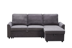 English Elm Mgea Modular Linen Sectional Sleeper Sofa with Storage Chaise for Small Spaces W975S00008