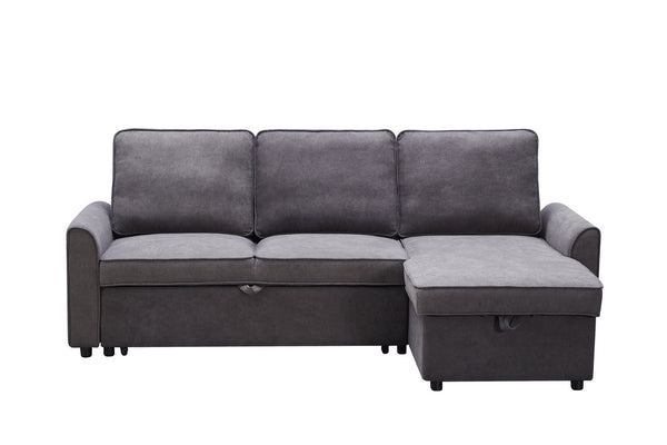 English Elm Mgea Modular Linen Sectional Sleeper Sofa with Storage Chaise for Small Spaces W975S00008