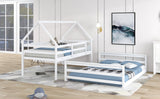 Hearth and Haven Justine Twin over Full House Bunk Bed with Built in Ladder, White WF287558AAK