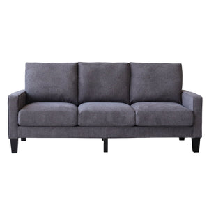 English Elm Modern Dark Grey Fabric Sofa with Storage, 3-Seater 75"L, Solid Wood Frame, Removable Covers W1097S00007