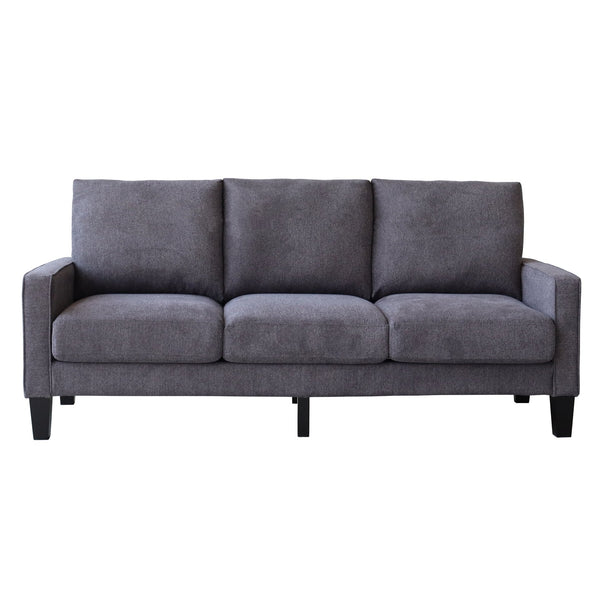 English Elm Modern Dark Grey Fabric Sofa with Storage, 3-Seater 75"L, Solid Wood Frame, Removable Covers W1097S00007