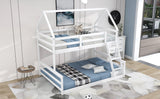 Hearth and Haven Justine Twin over Full House Bunk Bed with Built in Ladder, White WF287558AAK