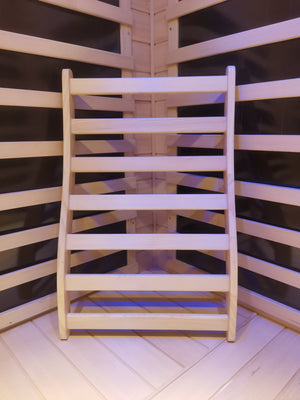 English Elm Hemlock Round Stick Sauna Backrest Ergonomic Hollow Grid Design for Posture Support & Comfort W114943718