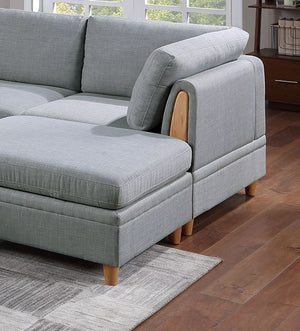 English Elm Living 8pc Sectional Sofa Set Light Grey Dorris Fabric – Contemporary Modular Corner Wedges, Armless Chairs & Ottomans B011S00092