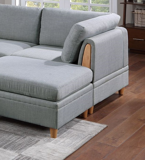English Elm Living 8pc Sectional Sofa Set Light Grey Dorris Fabric – Contemporary Modular Corner Wedges, Armless Chairs & Ottomans B011S00092