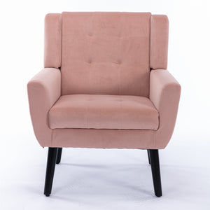 English Elm Modern Velvet Accent Chair with Ergonomic Tight Back, Solid Wood Black Legs, Stylish Indoor Seat Pink W67639356