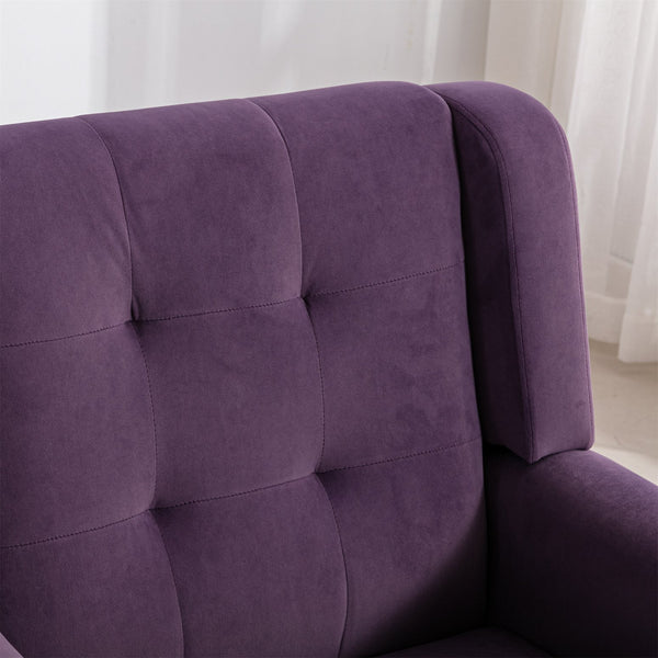 English Elm Modern Soft Velvet Ergonomic Accent Chair with Solid Wood Legs, Tight Back Comfort for Living Room Lavender purple W67639360