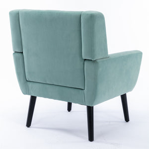 English Elm Modern Velvet Accent Chair with Ergonomic Tight Back, Solid Wood Black Legs, Stylish Indoor Seat Mint Green W67639357