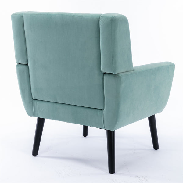 English Elm Modern Velvet Accent Chair with Ergonomic Tight Back, Solid Wood Legs, 250lb Capacity, Cozy Indoor Seating Mint Green W676P313960