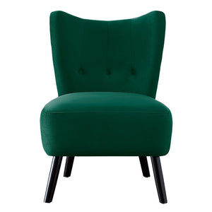 English Elm Unique Velvet Button-tufted Accent Chair Mid-century Style with Dark Wood Legs for Living Room Green B01143824