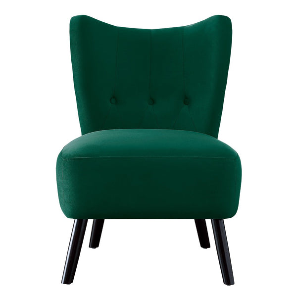 English Elm Unique Velvet Button-tufted Accent Chair Mid-century Style with Dark Wood Legs for Living Room Green B01143824