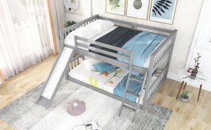 English Elm Full Bunk Bed With Reversible Slide & Ladder In Modern Gray - Space-Saving Design For Fun Spaces GX000708AAE-1