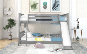 English Elm Full Bunk Bed With Reversible Slide & Ladder In Modern Gray - Space-Saving Design For Fun Spaces GX000708AAE-1