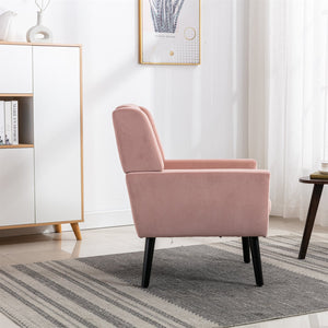 English Elm Modern Velvet Accent Chair with Ergonomic Tight Back, Solid Wood Legs, 250lb Capacity, Cozy Indoor Seating Pink W676P313965