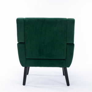 English Elm Modern Velvet Accent Chair with Ergonomic Tight Back, Solid Wood Legs, 250lb Capacity, Cozy Indoor Seating Retro Green W676P313946