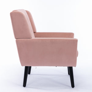 English Elm Modern Velvet Accent Chair with Ergonomic Tight Back, Solid Wood Black Legs, Stylish Indoor Seat Pink W67639356