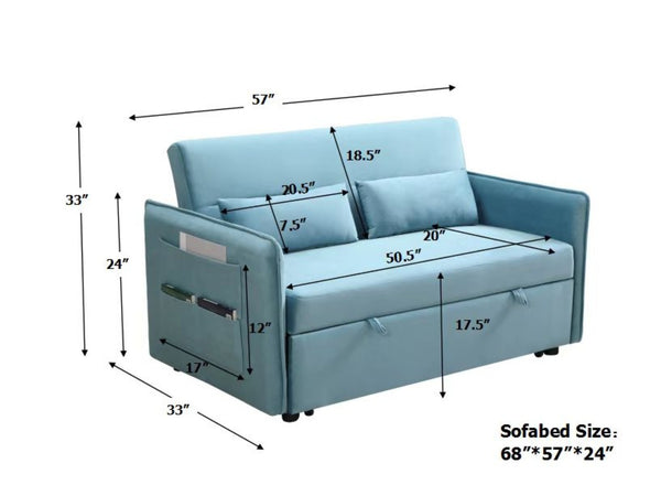 English Elm Mega Velvet Convertible Sleeper Chair Adjustable Lounge Sofa Bed with Storage Pockets W97543708