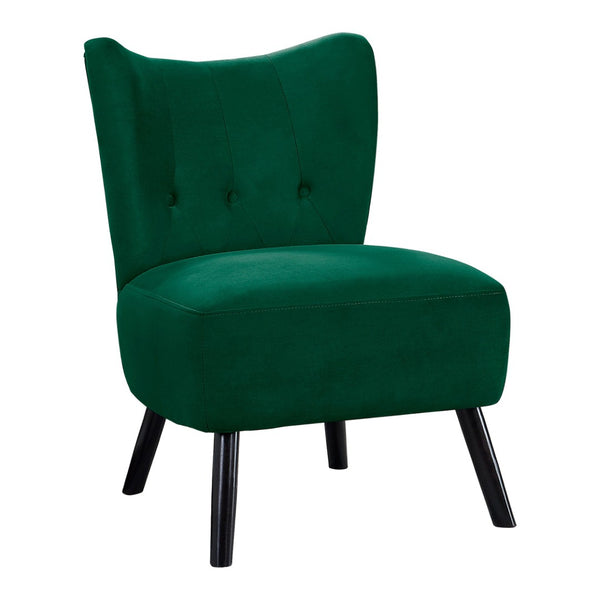 English Elm Unique Velvet Button-tufted Accent Chair Mid-century Style with Dark Wood Legs for Living Room Green B01143824