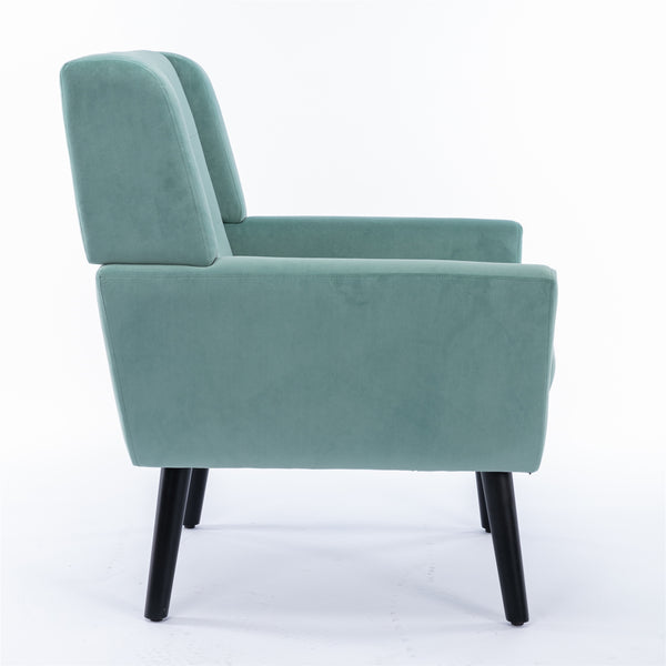 English Elm Modern Velvet Accent Chair with Ergonomic Tight Back, Solid Wood Legs, 250lb Capacity, Cozy Indoor Seating Mint Green W676P313960