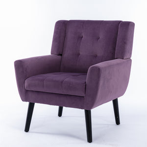 English Elm Modern Velvet Accent Chair with Ergonomic Tight Back, Solid Wood Legs, 250lb Capacity, Cozy Indoor Seating Lavender purple W676P313949