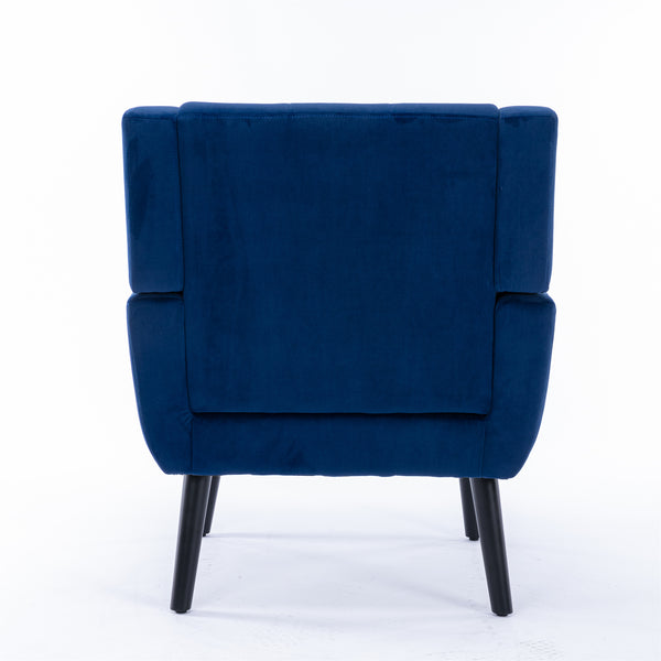 English Elm Modern Velvet Accent Chair with Ergonomic Tight Back, Solid Wood Legs, 250lb Capacity, Cozy Indoor Seating Blue W676P313964
