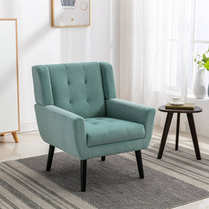 English Elm Modern Velvet Accent Chair with Ergonomic Tight Back, Solid Wood Legs, 250lb Capacity, Cozy Indoor Seating Mint Green W676P313960