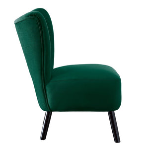 English Elm Unique Velvet Button-tufted Accent Chair Mid-century Style with Dark Wood Legs for Living Room Green B01143824