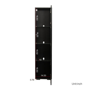 English Elm Black Side Cabinet with Aluminum LED Strip Lamps, Tall 170cm Storage Unit, Melamine Finish, Modern Design W33140088