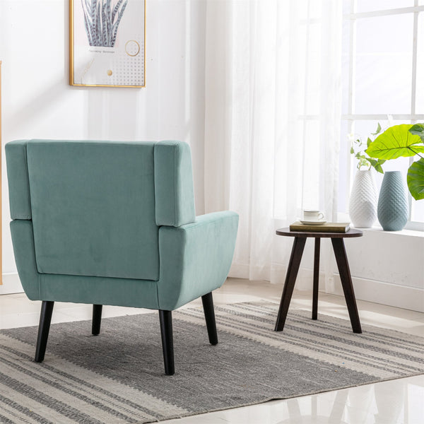 English Elm Modern Velvet Accent Chair with Ergonomic Tight Back, Solid Wood Black Legs, Stylish Indoor Seat Mint Green W67639357