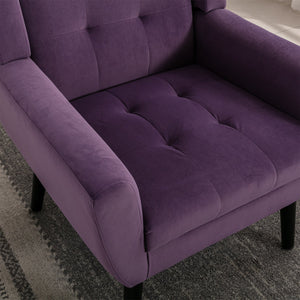 English Elm Modern Soft Velvet Ergonomic Accent Chair with Solid Wood Legs, Tight Back Comfort for Living Room Lavender purple W67639360