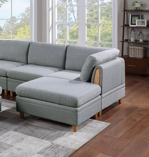 English Elm Living 8pc Sectional Sofa Set Light Grey Dorris Fabric – Contemporary Modular Corner Wedges, Armless Chairs & Ottomans B011S00092
