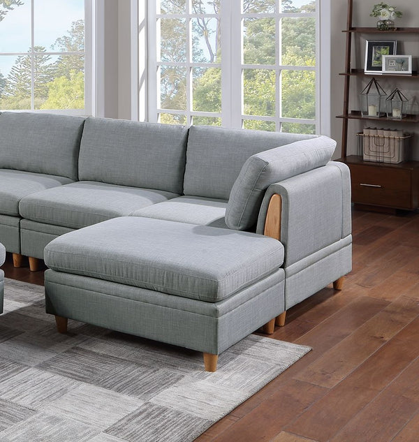 English Elm Living 8pc Sectional Sofa Set Light Grey Dorris Fabric – Contemporary Modular Corner Wedges, Armless Chairs & Ottomans B011S00092