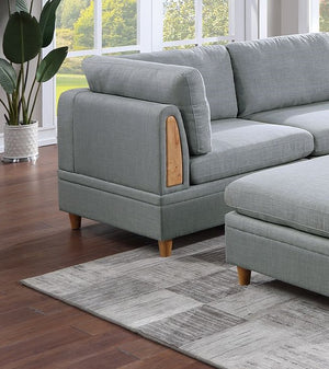 English Elm Living 8pc Sectional Sofa Set Light Grey Dorris Fabric – Contemporary Modular Corner Wedges, Armless Chairs & Ottomans B011S00092