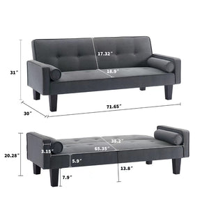 English Elm Mega Velvet Convertible Loveseat Button Tufted Sleeper Sofa for Living Room W97543711