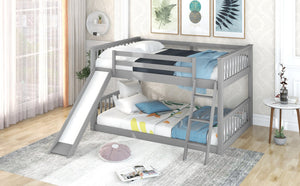 English Elm Full Bunk Bed With Reversible Slide & Ladder In Modern Gray - Space-Saving Design For Fun Spaces GX000708AAE-1