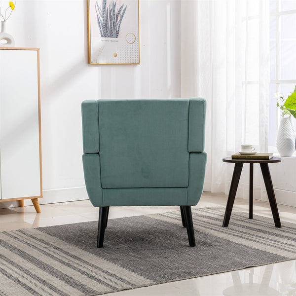 English Elm Modern Velvet Accent Chair with Ergonomic Tight Back, Solid Wood Black Legs, Stylish Indoor Seat Mint Green W67639357
