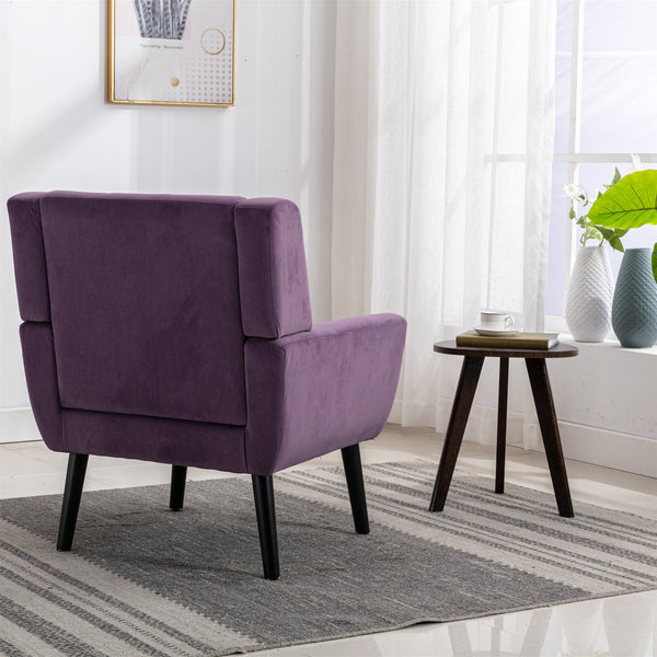 English Elm Modern Velvet Accent Chair with Ergonomic Tight Back, Solid Wood Legs, 250lb Capacity, Cozy Indoor Seating Lavender purple W676P313949