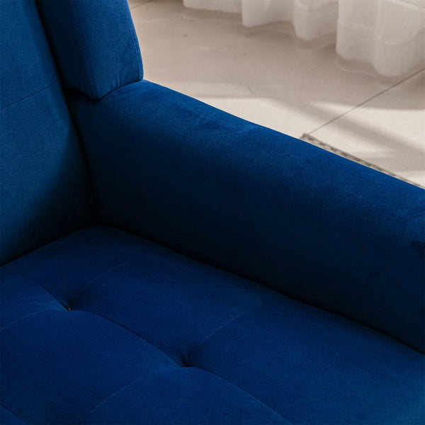 English Elm Modern Soft Velvet Ergonomic Accent Chair with Solid Wood Legs, Tight Back Comfort for Living Room Blue W67639362